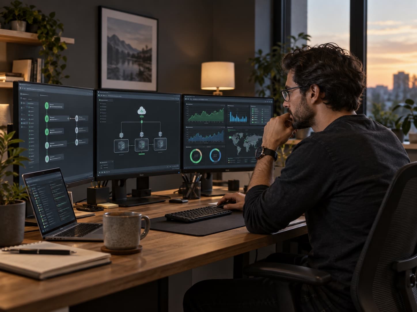 DevOps engineer monitoring cloud infrastructure